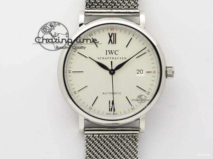 MIROTIME 0116 Portofino SCHAFFHAUSEN SS MKF 1:1 Best Edition White Dial On Mesh Bracelet A TravelReady 7341